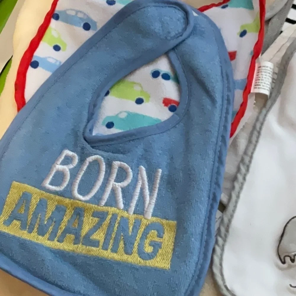 Colorful Baby Bib Set - Blue, Green, Gray